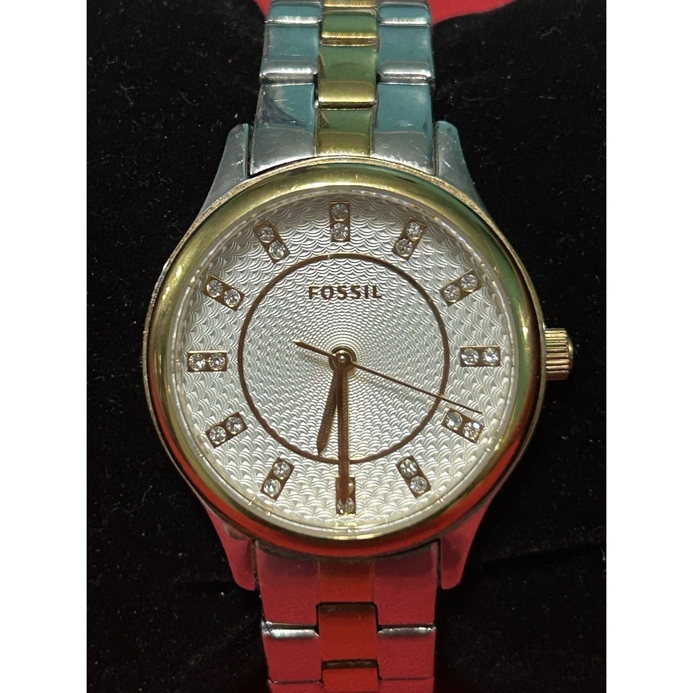 Fossil Modern Women Watch Crystal Dial Gold Silver Bracelet BQ1574‎ New Battery